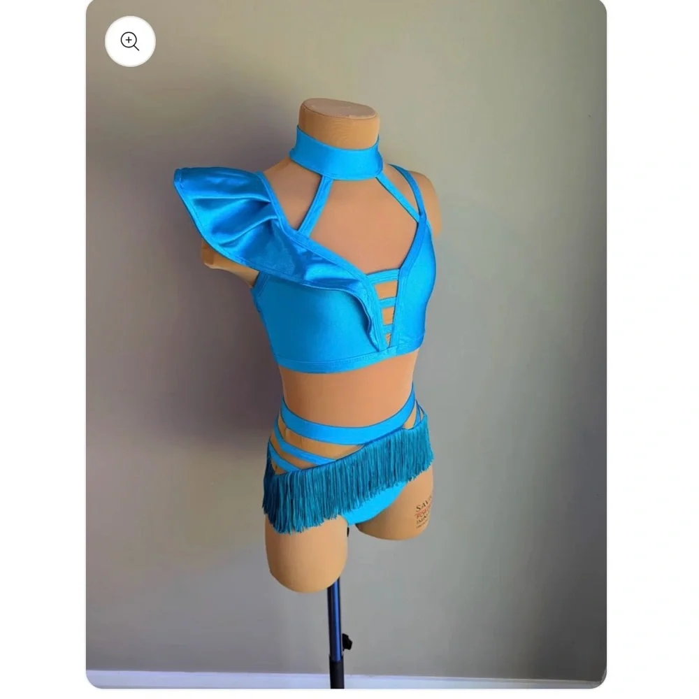 Turquoise and Pink Feathered Kids Costume Set